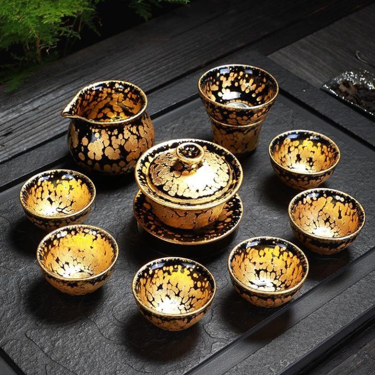 Gold Jian Zhan Tenmoku Tea Set
