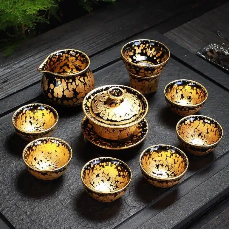 Gold Jian Zhan Tenmoku Tea Set