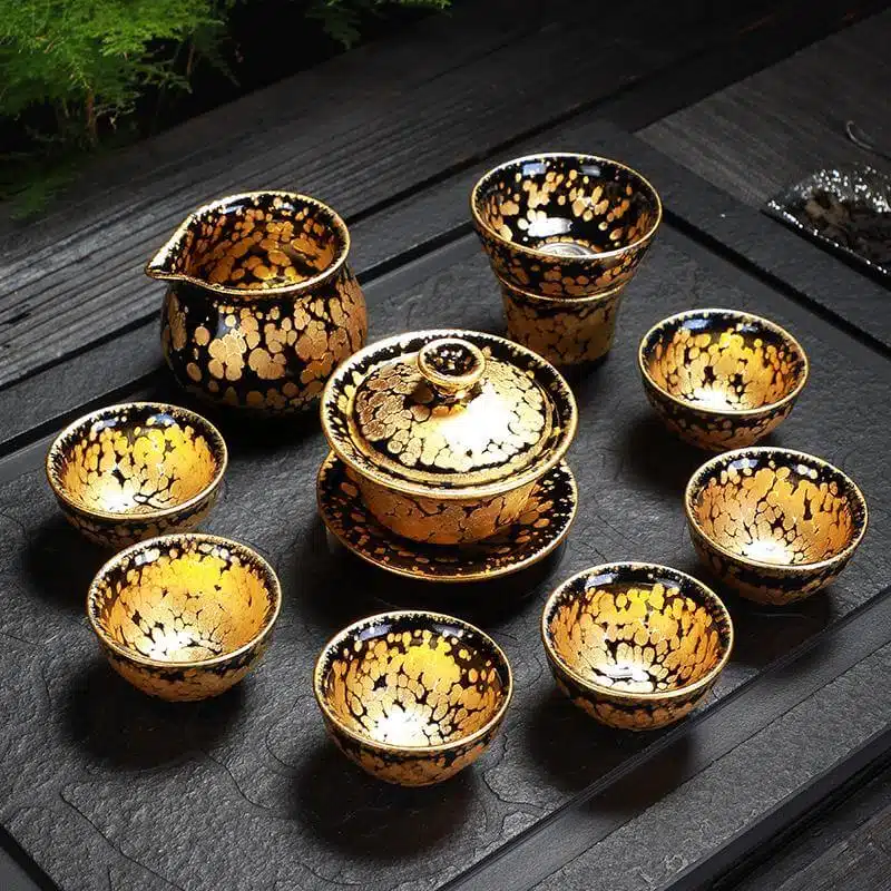 Gold Jian Zhan Tenmoku Tea Set