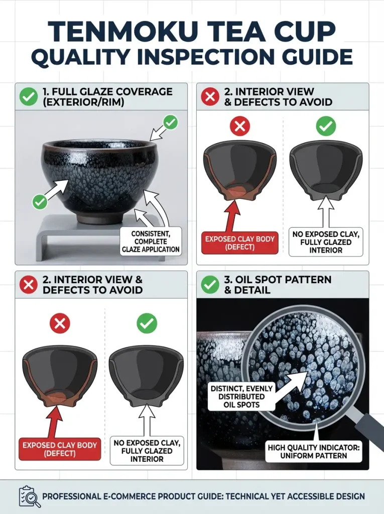 Authentic Tenmoku Cup Quality Check Guide Glaze Coverage Inspection