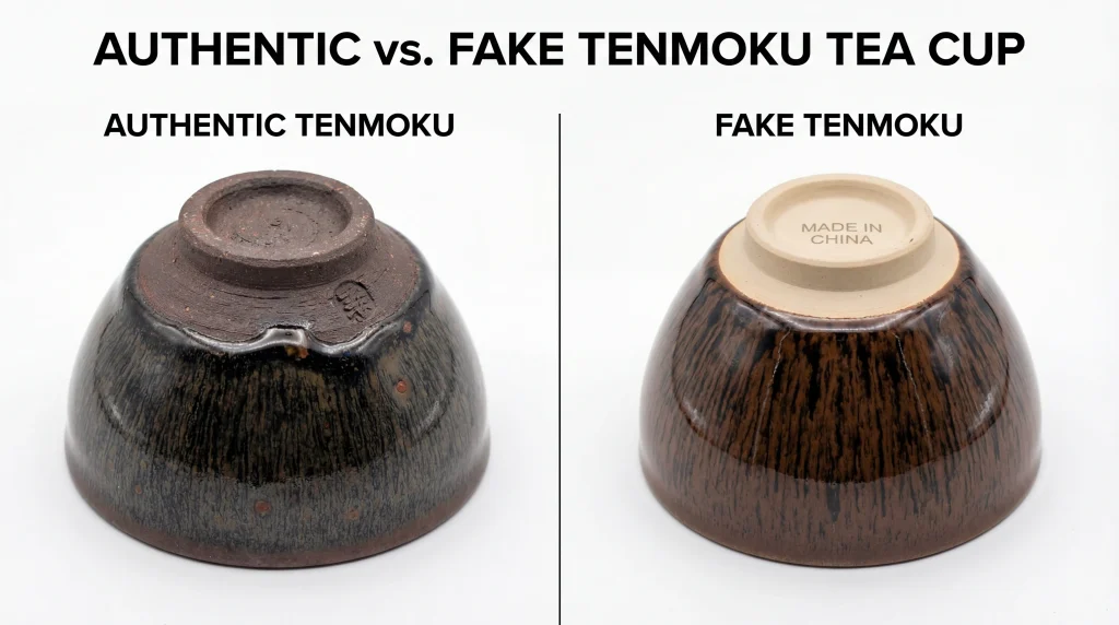 Authentic vs Fake Tenmoku Tea Cup Comparison
