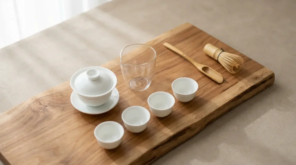 Complete Gongfu Cha Tea Set with Gaiwan Pitcher and Cups
