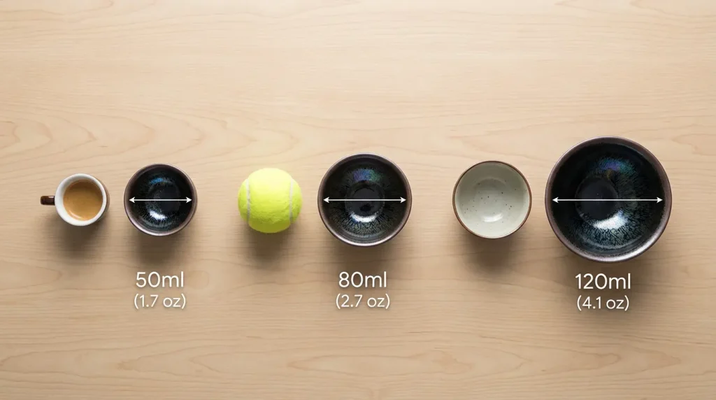 Jian zhan cup size visual guide everyday object comparison