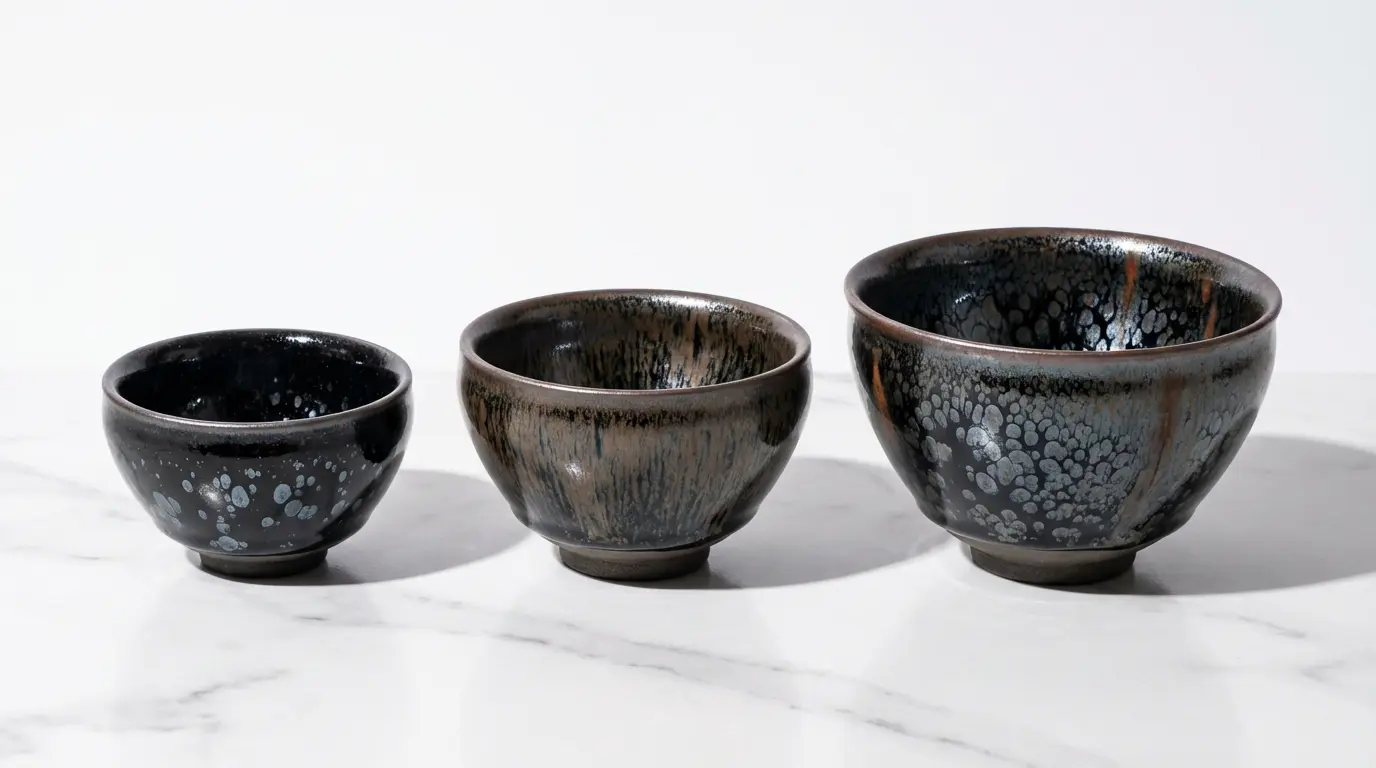 Jian zhan tea cup size comparison 50ml 80ml 120ml