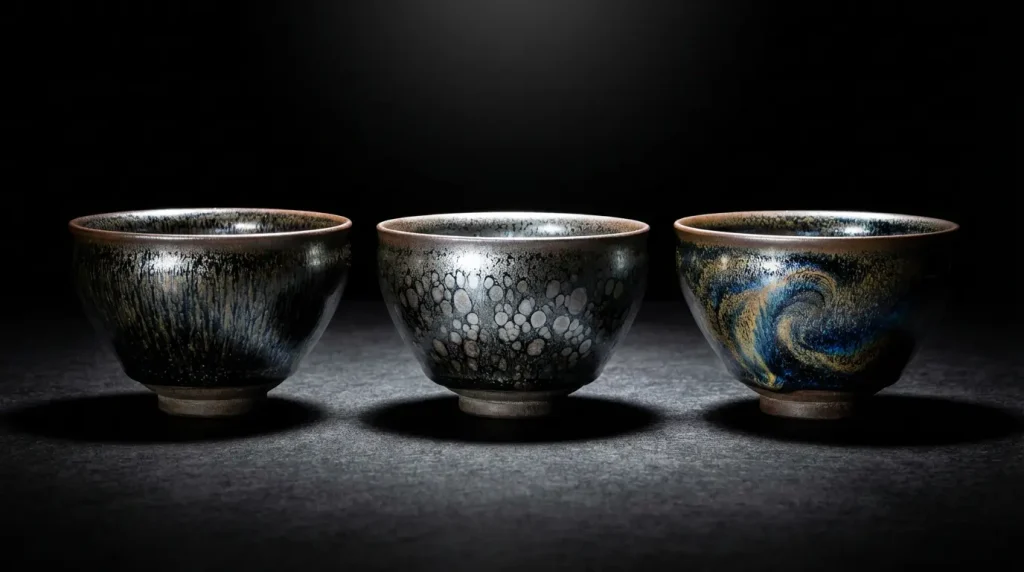 tenmoku glaze patterns hares fur oil spot yohen