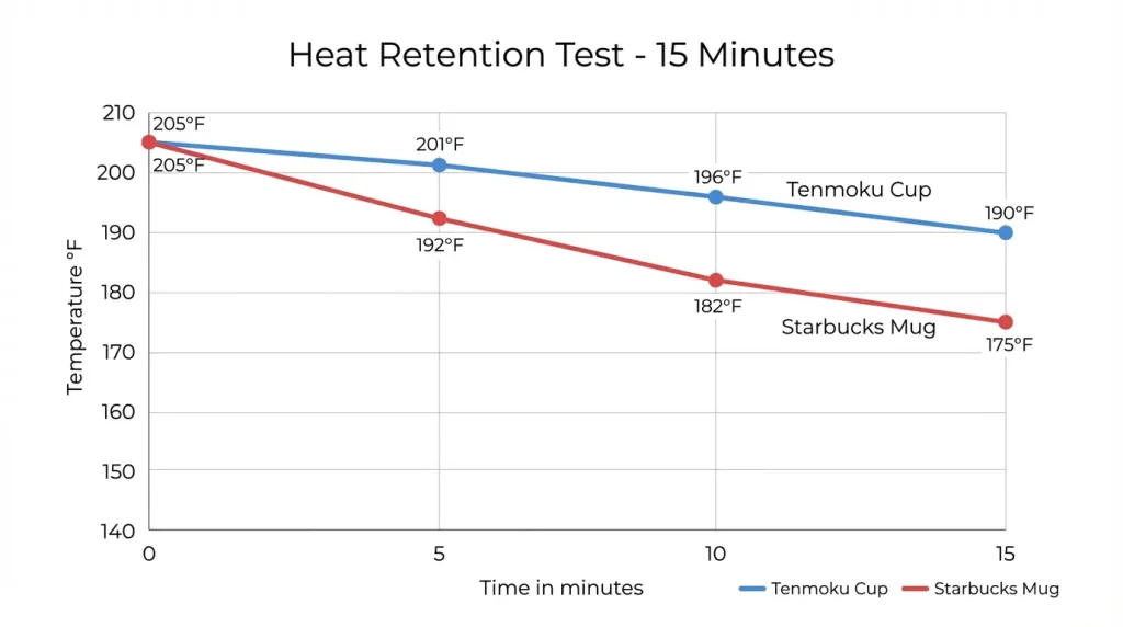 Tenmoku vs. Your Starbucks Mug: A Surprising Taste Test Experiment 2 Heat Retention Comparison Chart Tenmoku vs Ceramic Mug