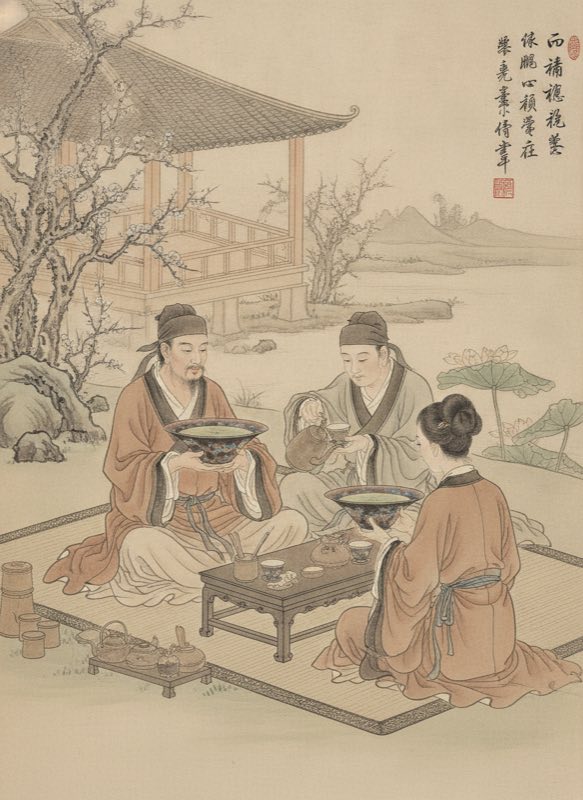 Song Dynasty tea ceremony featuring a Pie Kou Jian Zhan bowl with whisked tea foam