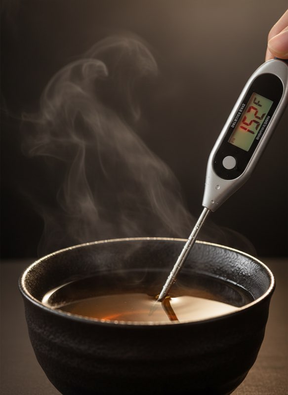 Temperature measurement in tenmoku cup digital thermometer 152F