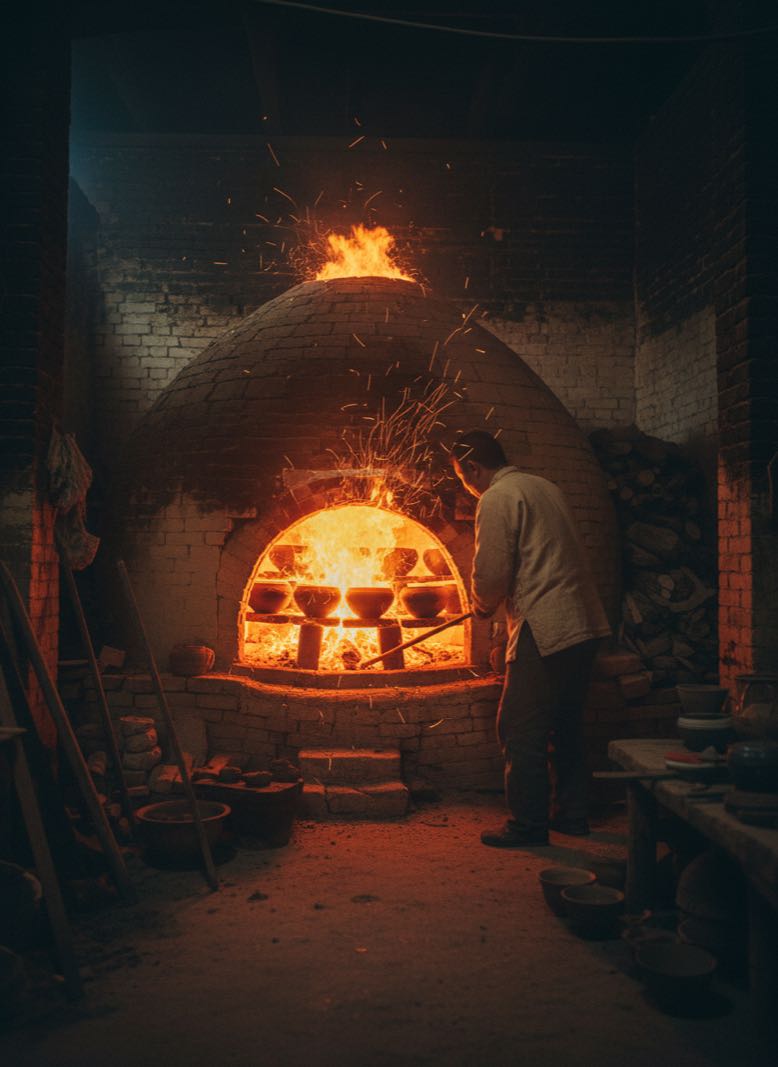 Traditional Jianyang kiln firing dark-glazed tea bowls