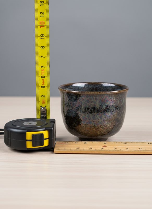 Tenmoku cup size comparison with measurements Tenmoku cup size comparison with measurements