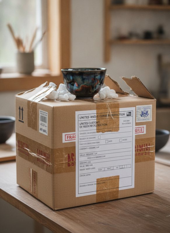 Tenmoku international shipping International shipping package with tenmoku cup customs form
