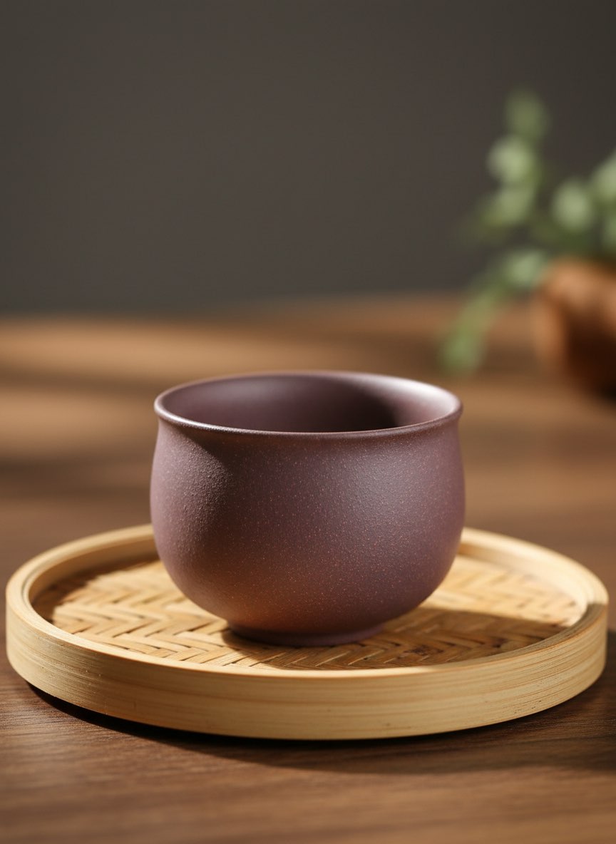 Yixing Zisha tea cup Yixing Zisha tea cup on bamboo tray
