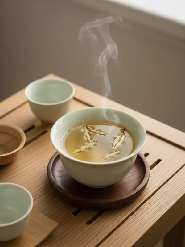 Yellow tea brewing in gaiwan Yellow tea being brewed in a traditional Chinese gaiwan