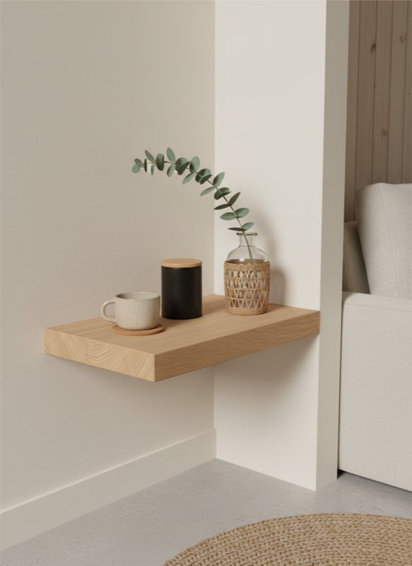 Small renter friendly floating shelf tea corner with ceramic cup tea tin and neutral decor Small renter friendly floating shelf tea corner with ceramic cup tea tin and neutral decor