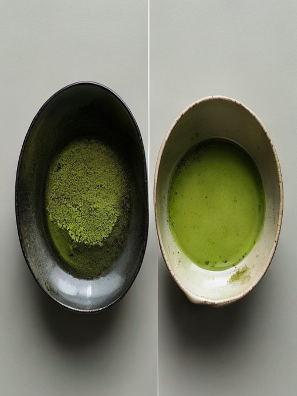 Tenmoku vs Ceramic Chawan Comparison Side by side tenmoku bowl vs ceramic chawan for matcha comparison